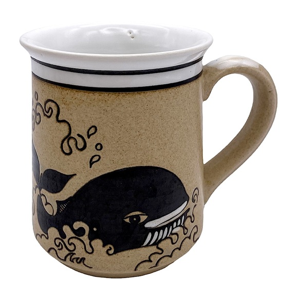 Vintage whale in the ocean stoneware mug